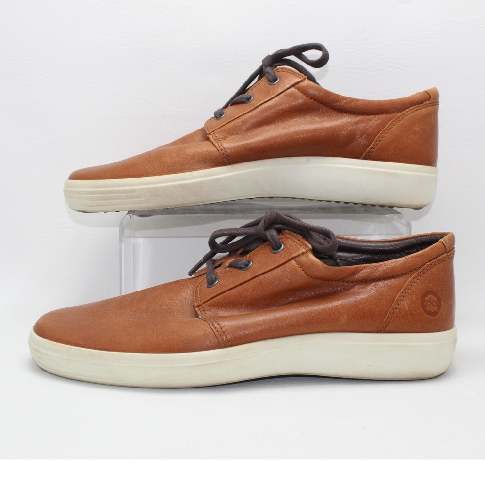 ECCO Soft 7 Mens Cognac Brown Leather Sneakers 470214 43 EU 9-9.5 US